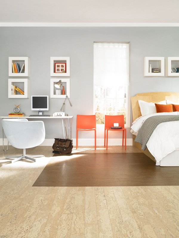 Bedroom-with-cork-parquet-flooring